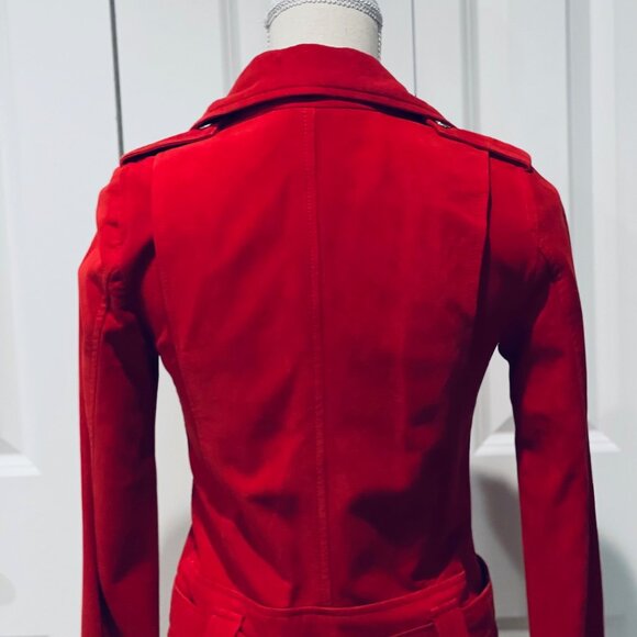 EACHOTHER CHERRY RED SUEDE MOTO JACKET - SIZE 38 - Picture 8 of 9